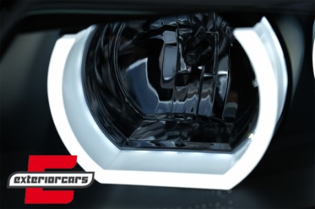 Prednja svjetla 3D LED Angel Eyes U-dizajn (crna) / BMW serije 3 E90 limuzina E91 karavan (03.2005-08.2008), LPBMI4