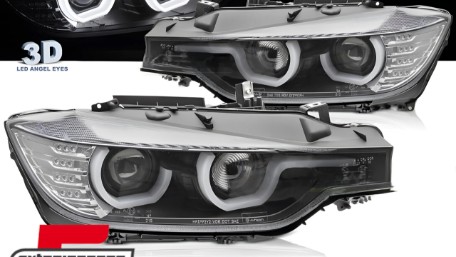 Prednja svjetla 3D LED Angel Eyes U-dizajn (crna) / BMW serije 3 F30 F31 limuzina karavan (10.2011-05.2015), LPBMJ0