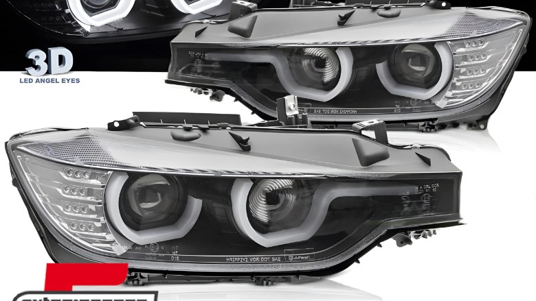 Prednja svjetla 3D LED Angel Eyes U-dizajn (crna) / BMW serije 3 F30 F31 limuzina karavan (10.2011-05.2015), LPBMJ0