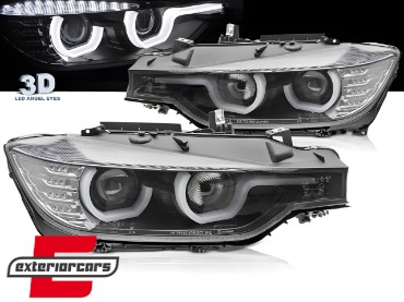Prednja svjetla 3D LED Angel Eyes U-dizajn (crna) / BMW serije 3 F30 F31 limuzina karavan (10.2011-05.2015), LPBMJ0