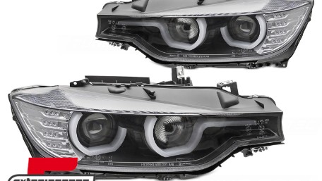 Prednja svjetla 3D LED Angel Eyes U-dizajn (crna) / BMW serije 3 F30 F31 limuzina karavan (10.2011-05.2015), LPBMJ0