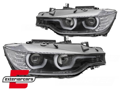 Prednja svjetla 3D LED Angel Eyes U-dizajn (crna) / BMW serije 3 F30 F31 limuzina karavan (10.2011-05.2015), LPBMJ0