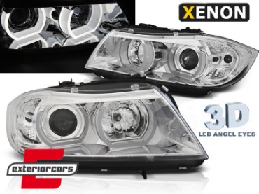 Prednja svjetla 3D LED Angel Eyes U-dizajn Xenon (chrome) / BMW serije 3 E90 limuzina E91 karavan (03.2005-08.2008), LPBMI5