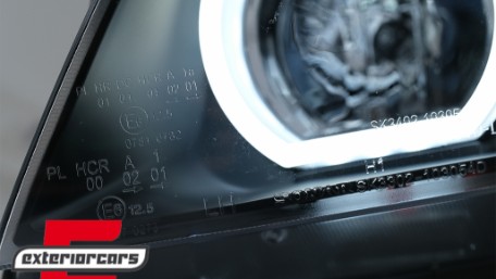 Prednja svjetla 3D LED Angel Eyes U-dizajn Xenon (crna) / BMW serije 3 E90 limuzina E91 karavan (03.2005-08.2008), LPBMI6