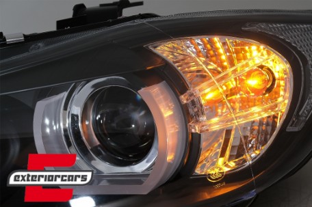 Prednja svjetla 3D LED Angel Eyes U-dizajn Xenon (crna) / BMW serije 3 E90 limuzina E91 karavan (03.2005-08.2008), LPBMI6