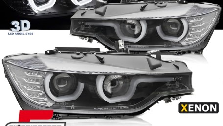 Prednja svjetla 3D LED Angel Eyes U-dizajn Xenon (crna) / BMW serije 3 F30 F31 limuzina karavan (10.2011-05.2015), LPBML8