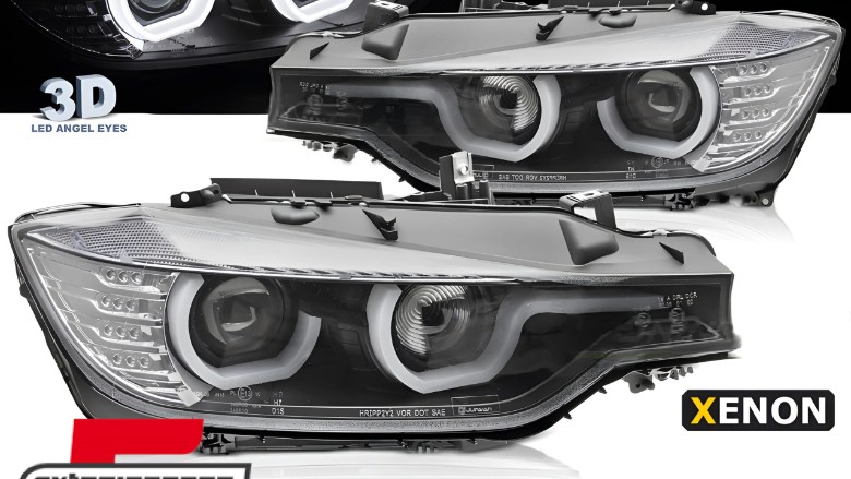 Prednja svjetla 3D LED Angel Eyes U-dizajn Xenon (crna) / BMW serije 3 F30 F31 limuzina karavan (10.2011-05.2015), LPBML8