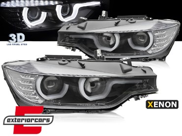 Prednja svjetla 3D LED Angel Eyes U-dizajn Xenon (crna) / BMW serije 3 F30 F31 limuzina karavan (10.2011-05.2015), LPBML8