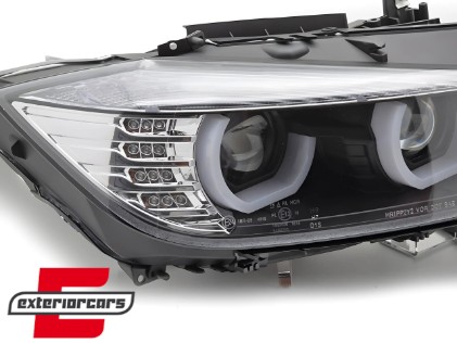 Prednja svjetla 3D LED Angel Eyes U-dizajn Xenon (crna) / BMW serije 3 F30 F31 limuzina karavan (10.2011-05.2015), LPBML8