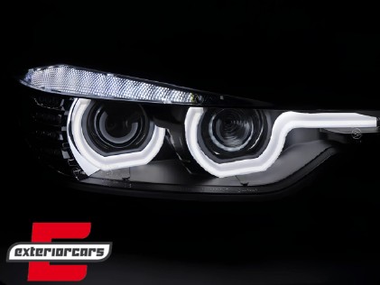 Prednja svjetla 3D LED Angel Eyes U-dizajn Xenon (crna) / BMW serije 3 F30 F31 limuzina karavan (10.2011-05.2015), LPBML8