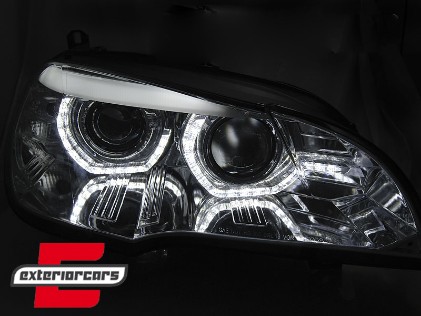 Prednja svjetla 3D LED Angel Eyes XENON (chrome) / BMW X5 E70 (2007-2010), LPBMJ7