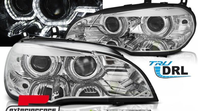 Prednja svjetla 3D LED Angel Eyes XENON (chrome) / BMW X5 E70 (2007-2010), LPBMJ9