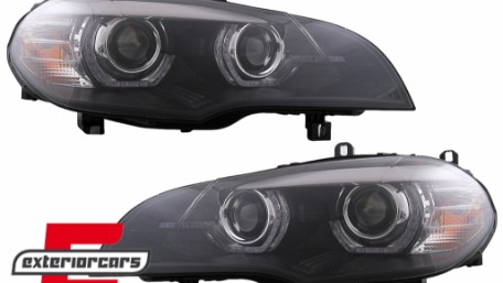 Prednja svjetla 3D LED Angel Eyes XENON (crna) / BMW X5 E70 (2007-2010), LPBMJ8
