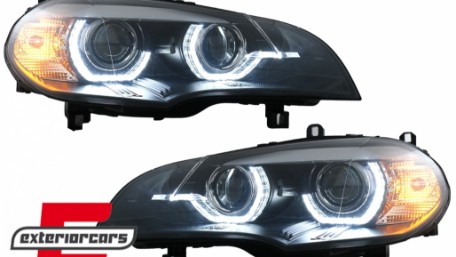 Prednja svjetla 3D LED Angel Eyes XENON (crna) / BMW X5 E70 (2007-2010), LPBMJ8