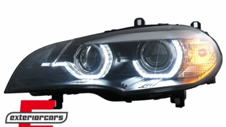 Prednja svjetla 3D LED Angel Eyes XENON (crna) / BMW X5 E70 (2007-2010), LPBMJ8