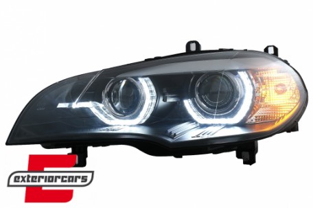Prednja svjetla 3D LED Angel Eyes XENON (crna) / BMW X5 E70 (2007-2010), LPBMJ8