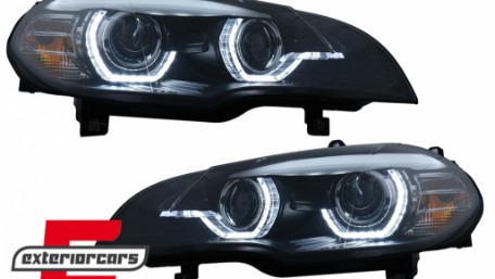 Prednja svjetla 3D LED Angel Eyes XENON (crna) / BMW X5 E70 (2007-2010), LPBMK0
