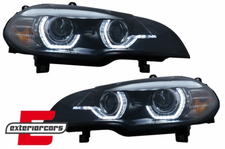 Prednja svjetla 3D LED Angel Eyes XENON (crna) / BMW X5 E70 (2007-2010), LPBMK0