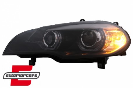 Prednja svjetla 3D LED Angel Eyes XENON (crna) / BMW X5 E70 (2007-2010), LPBMK0