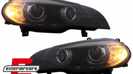 Prednja svjetla 3D LED Angel Eyes XENON (crna) / BMW X5 E70 (2007-2010), LPBMK0