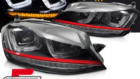 Prednja svjetla 3D LED DRL LED SEQ žmigavci GTI dizajn / VW Golf 7 VII (2012-2017), LPVWV6