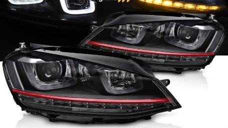 Prednja svjetla 3D LED DRL SEQ žmigavci GTI dizajn / VW Golf 7 VII (2012-2017), LPVX04