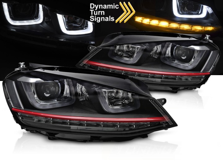 Prednja svjetla 3D LED DRL SEQ žmigavci GTI dizajn / VW Golf 7 VII (2012-2017), LPVX04