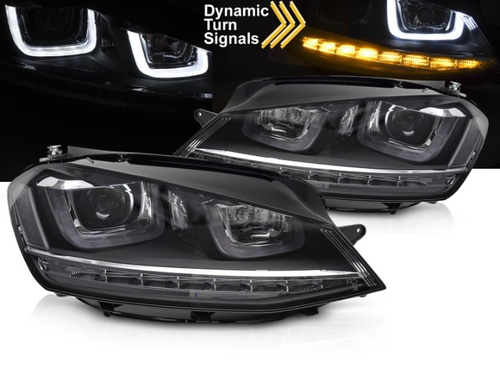 Prednja svjetla 3D LED DRL SEQ žmigavci R-line dizajn / VW Golf 7 VII (2012-2017), LPVX03