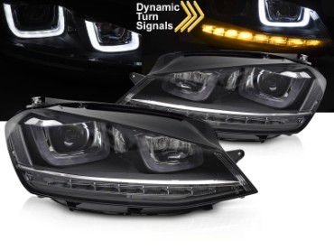 Prednja svjetla 3D LED DRL SEQ žmigavci R-line dizajn / VW Golf 7 VII (2012-2017), LPVX03
