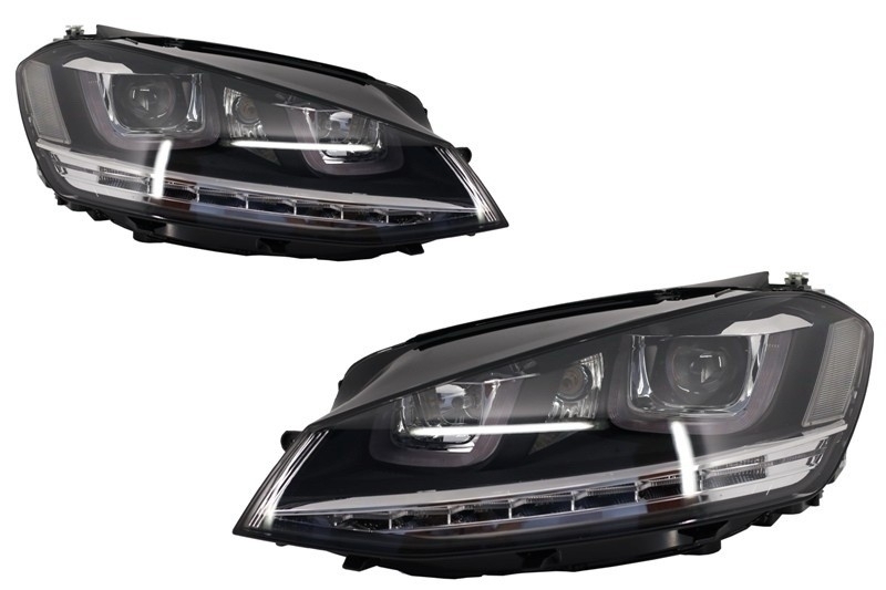 Prednja svjetla 3D LED DRL SEQ žmigavci R-line dizajn / VW Golf 7 VII (2012-2017), LPVX03