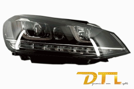 Prednja svjetla 3D LED DRL SEQ žmigavci R-line dizajn / VW Golf 7 VII (2012-2017), LPVX03