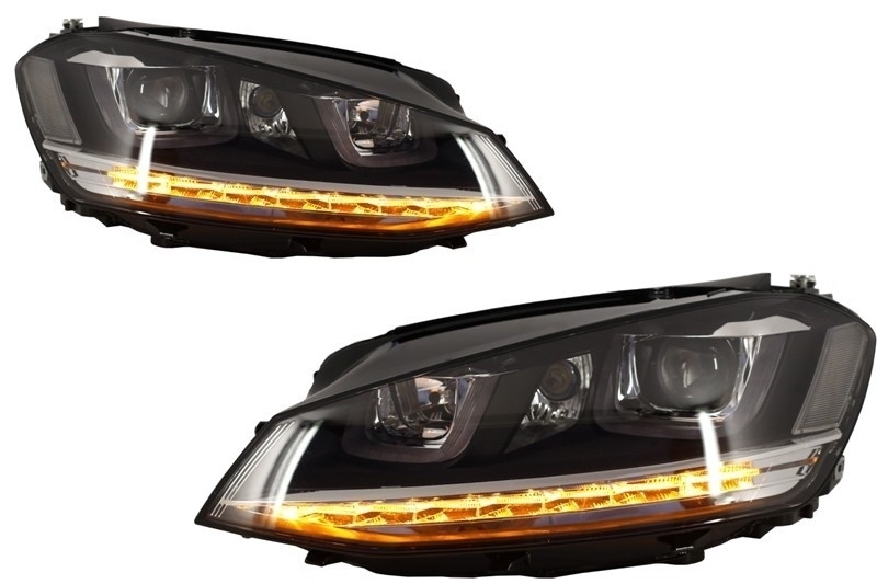 Prednja svjetla 3D LED DRL SEQ žmigavci R-line dizajn / VW Golf 7 VII (2012-2017), LPVX03