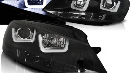 Prednja svjetla 3D LED U-dizajn (crna) / Volkswagen Golf VII (2012-2017), LPVWK6