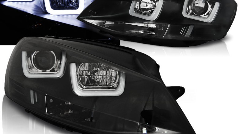Prednja svjetla 3D LED U-dizajn (crna) / Volkswagen Golf VII (2012-2017), LPVWK6