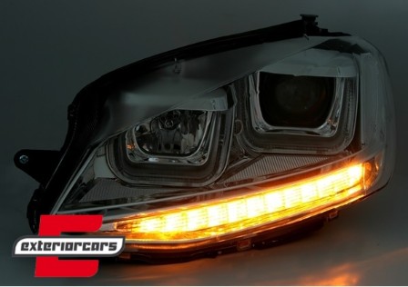 Prednja svjetla 3D LED U-dizajn LED žmigavci (crna) / Volkswagen Golf VII (2012-2017), LPVWP1