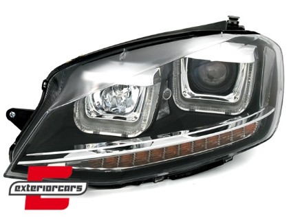 Prednja svjetla 3D LED U-dizajn LED žmigavci (crna) / Volkswagen Golf VII (2012-2017), LPVWP1