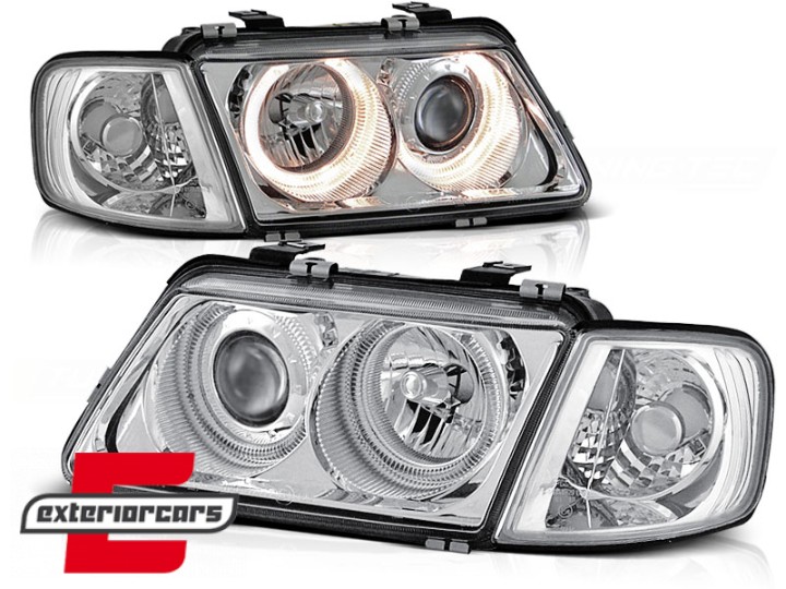 Prednja svjetla Angel Eyes (chrome) / Audi A3 (1996-2000), LPAU08