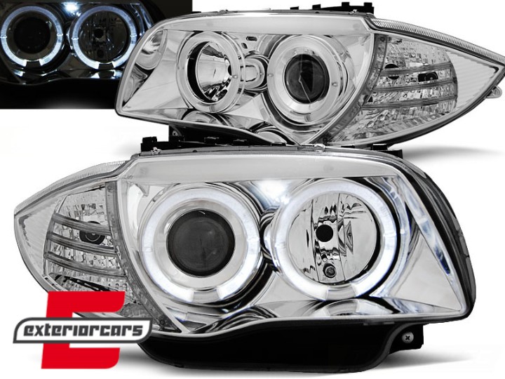 Prednja svjetla Angel Eyes (chrome) / BMW serije 1 E81 E82 E87 E88 (2004-2011), LPBM79