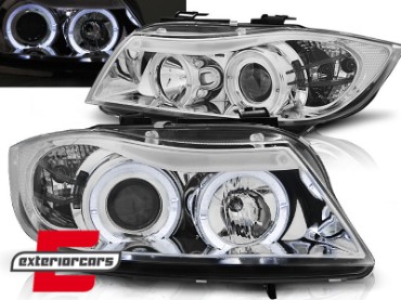 Prednja svjetla Angel Eyes (chrome) / BMW serije 3 E90 limuzina E91 karavan (03.2005-08.2008), LPBM75