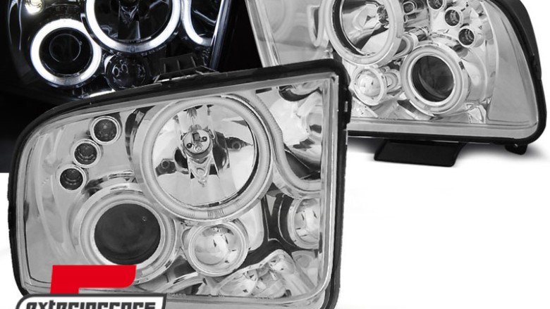 Prednja svjetla Angel Eyes (chrome) / Ford Mustang (2004-2009), LPFO30