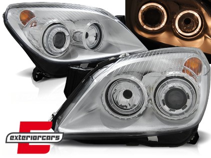 Prednja svjetla Angel Eyes (chrome) / Opel Astra H (2004-2010), LPOP71