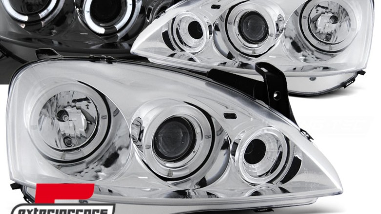 Prednja svjetla Angel Eyes (chrome) / Opel Corsa C (2000-2006), LPOP28