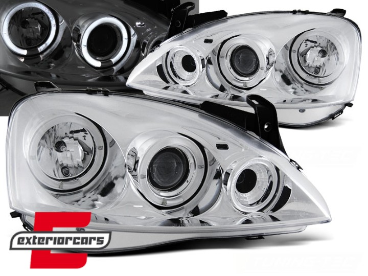 Prednja svjetla Angel Eyes (chrome) / Opel Corsa C (2000-2006), LPOP28