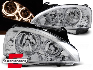 Prednja svjetla Angel Eyes (chrome) / Opel Corsa C (2000-2006), LPOP92