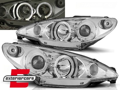 Prednja svjetla Angel Eyes (chrome) / Peugeot 206 (2003-2009), LPPE07