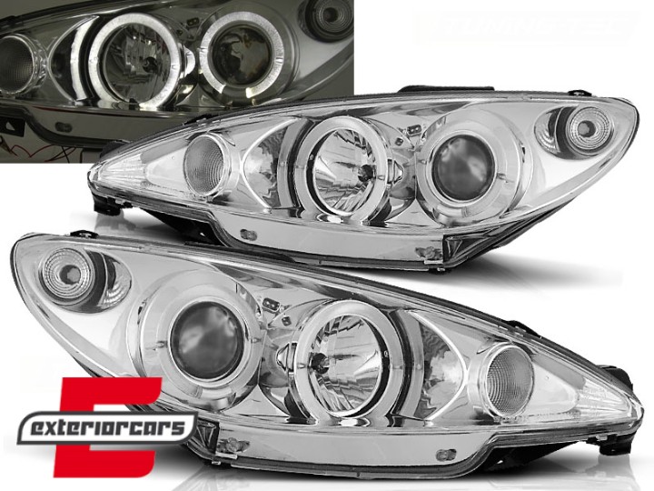 Prednja svjetla Angel Eyes (chrome) / Peugeot 206 (2003-2009), LPPE07