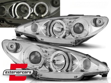 Prednja svjetla Angel Eyes (chrome) / Peugeot 206 (2003-2009), LPPE07