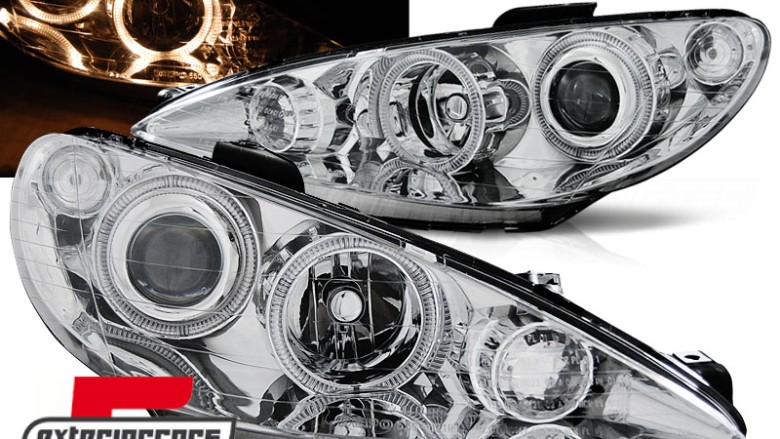 Prednja svjetla Angel Eyes (chrome) / Peugeot 206 (2003-2009), LPPE26