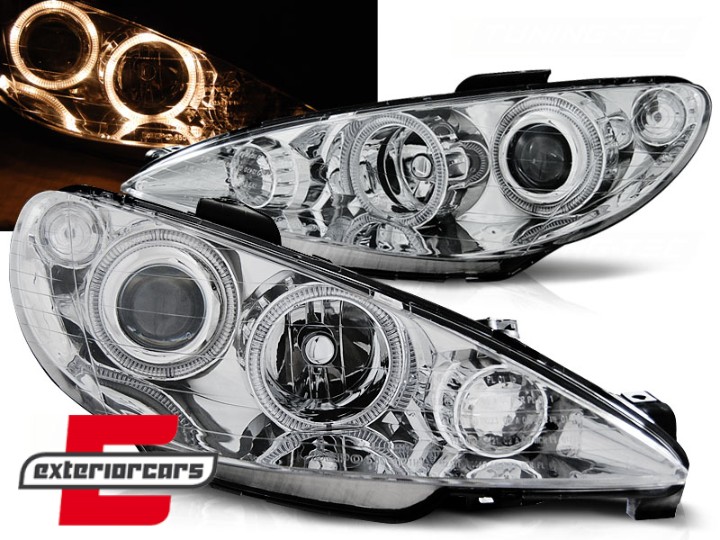 Prednja svjetla Angel Eyes (chrome) / Peugeot 206 (2003-2009), LPPE26
