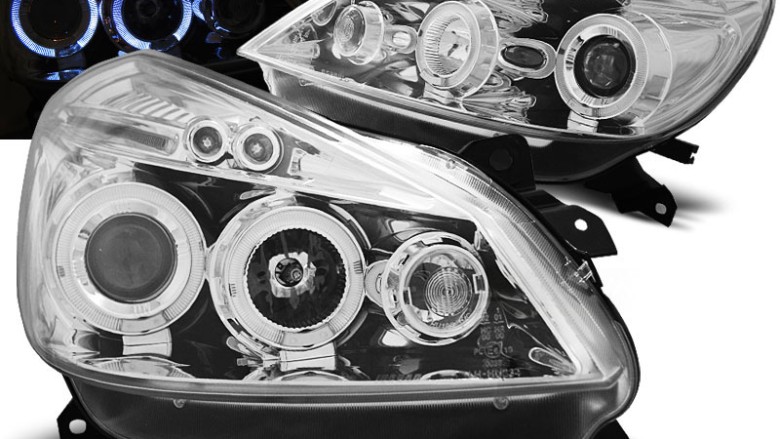 Prednja svjetla Angel Eyes (chrome) / Renault Clio III (2005-2009), LPRE27